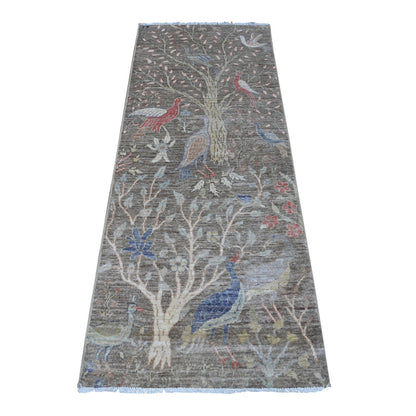Oushak And Peshawar Wool Hand Knotted Rug Grey No Border 2.6X6.2 -O089583