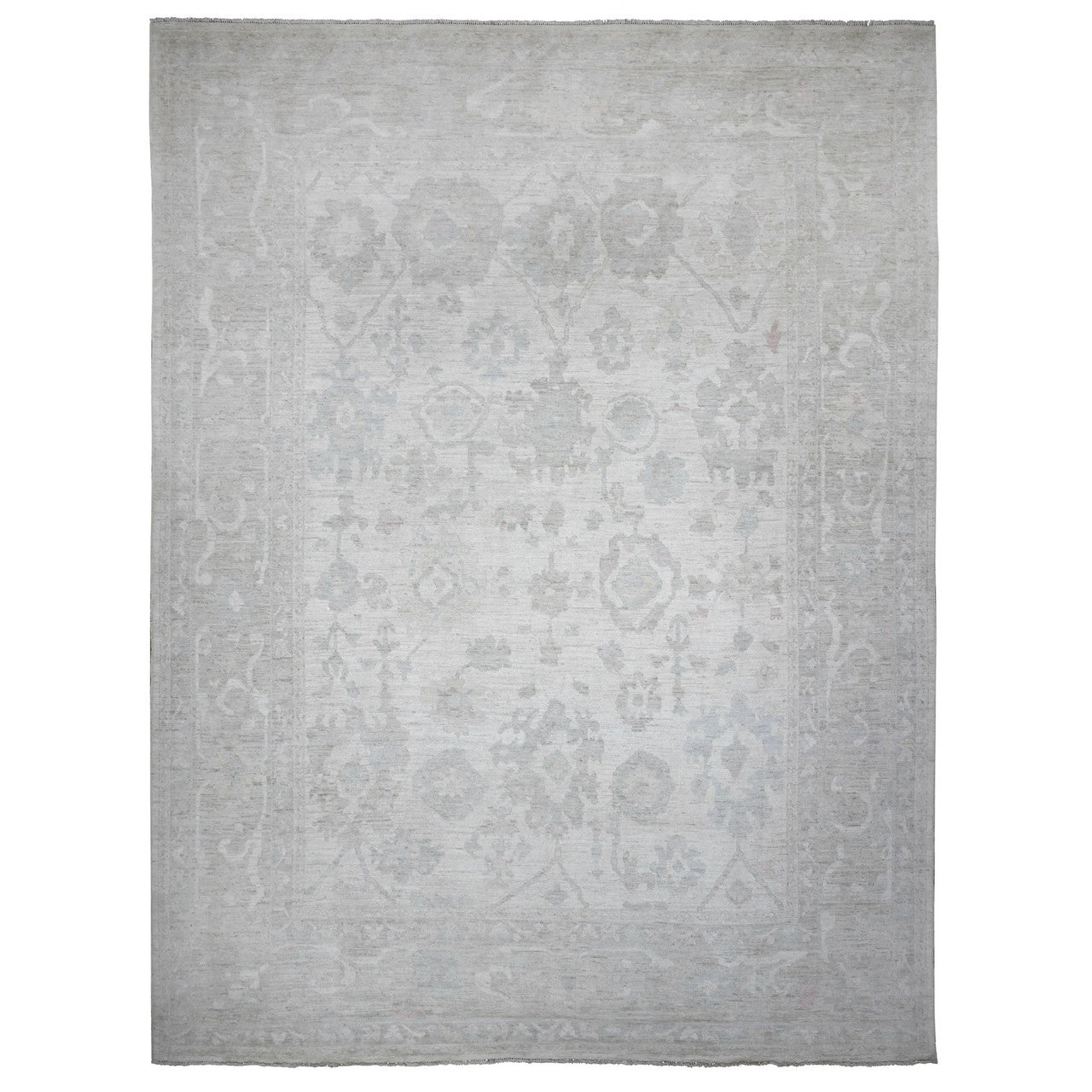 Ivory 11'4" x 15'5" Oushak And Peshawar Hand knotted Wool Rug - Sku: O089585
