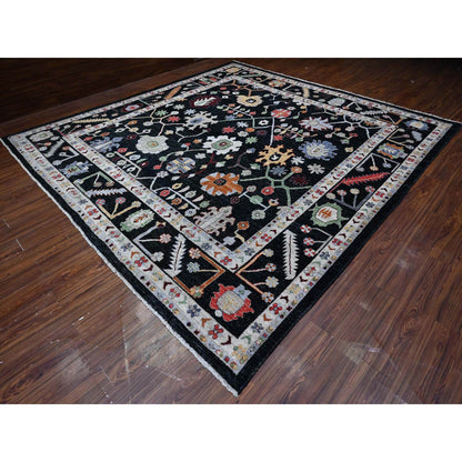 Oushak And Peshawar Wool Hand Knotted Rug Black Black 11.11X11.6 -O089586