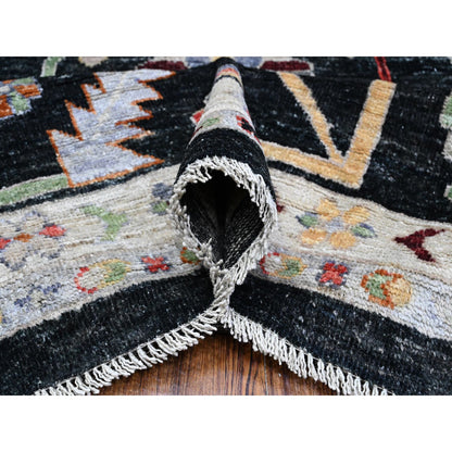 Oushak And Peshawar Wool Hand Knotted Rug Black Black 11.11X11.6 -O089586
