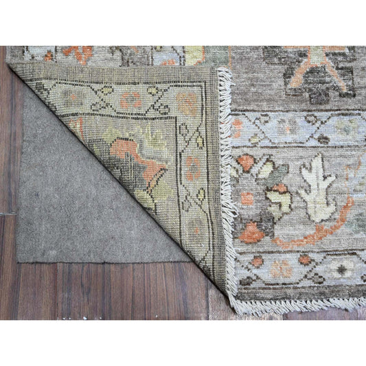 Oushak And Peshawar Wool Hand Knotted Rug Grey Gray 5.11X11.4 -O089588