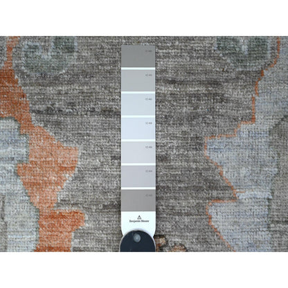 Oushak And Peshawar Wool Hand Knotted Rug Grey Gray 5.11X11.4 -O089588