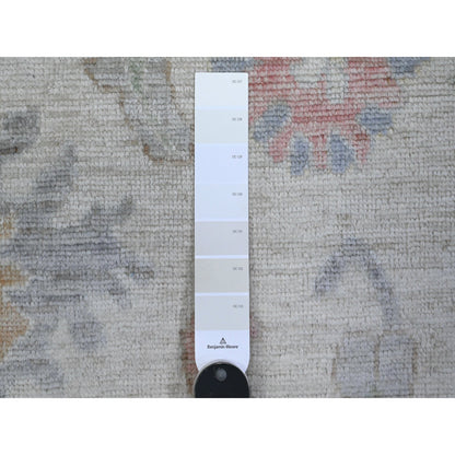 Oushak And Peshawar Wool Hand Knotted Rug Ivory Blue 6.0X9.0 -O089589