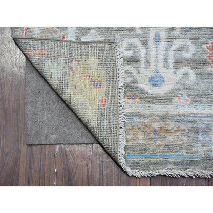 Oushak And Peshawar Wool Hand Knotted Rug Grey Gray 2.6X15.3 -O089596