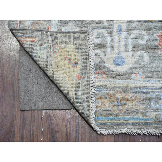 Oushak And Peshawar Wool Hand Knotted Rug Grey Gray 2.6X15.3 -O089596
