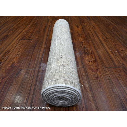 Oushak And Peshawar Wool Hand Knotted Rug Green Green 2.9X11.5 -O089597