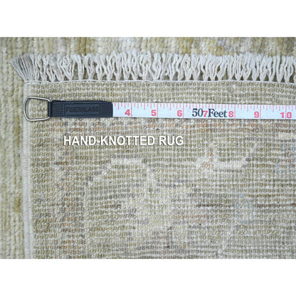 Oushak And Peshawar Wool Hand Knotted Rug Green Green 2.9X11.5 -O089597