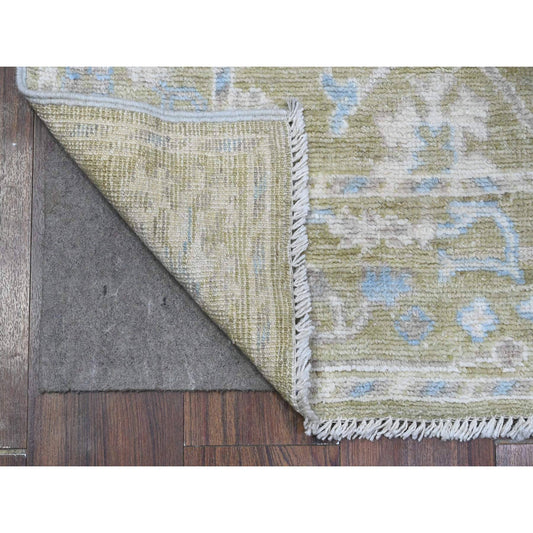 Oushak And Peshawar Wool Hand Knotted Rug Green Green 2.10X7.10 -O089598