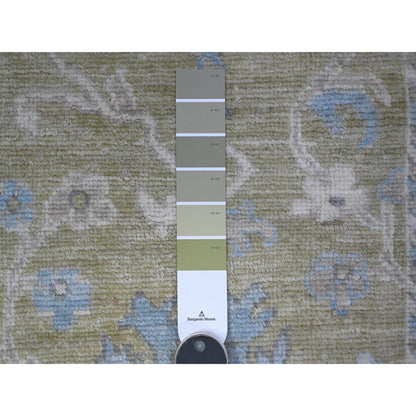 Oushak And Peshawar Wool Hand Knotted Rug Green Green 2.10X7.10 -O089598