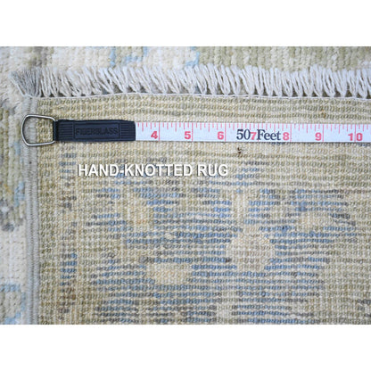 Oushak And Peshawar Wool Hand Knotted Rug Green Green 2.10X7.10 -O089598