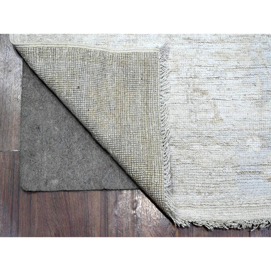 Oushak And Peshawar Wool Hand Knotted Rug Grey Gray 2.8X15.5 -O089599