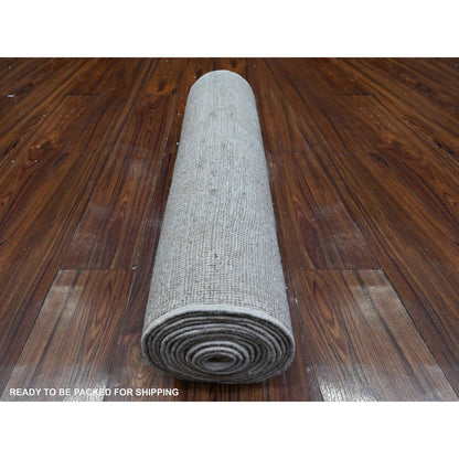 Oushak And Peshawar Wool Hand Knotted Rug Grey Gray 2.8X15.5 -O089599