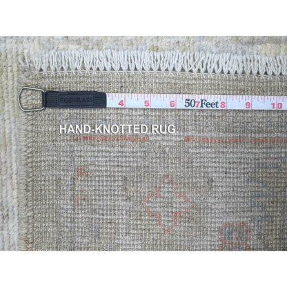 Oushak And Peshawar Wool Hand Knotted Rug Green Gray 2.8X11.6 -O089600