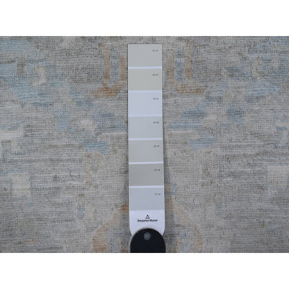 Oushak And Peshawar Wool Hand Knotted Rug Grey Ivory 2.6X18.10 -O089602