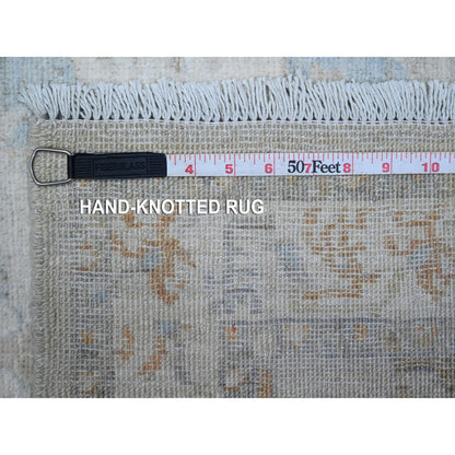 Oushak And Peshawar Wool Hand Knotted Rug Grey Ivory 2.6X18.10 -O089602
