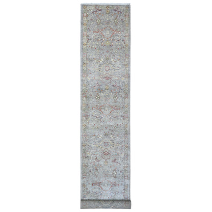 Oushak And Peshawar Wool Hand Knotted Rug Grey Gray 3.0X19.9 -O089603