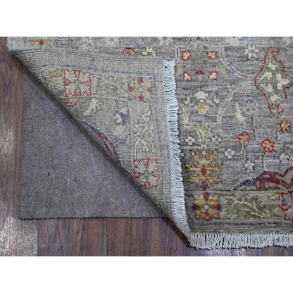 Oushak And Peshawar Wool Hand Knotted Rug Grey Gray 3.0X19.9 -O089603