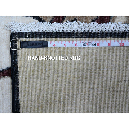 Modern and Contemporary Wool Hand Knotted Rug Ivory Black 2.5X3.11 -O089605