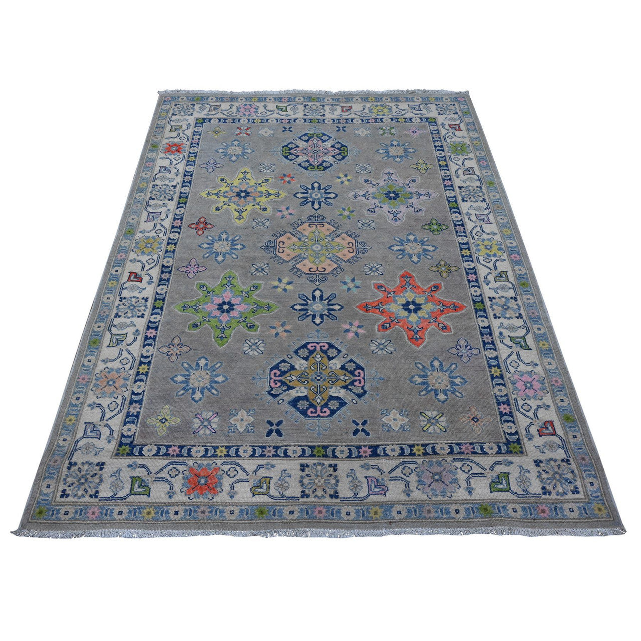 Gray 4'10" x 6'1" Kazak Hand knotted Wool Rug - Sku: O089607