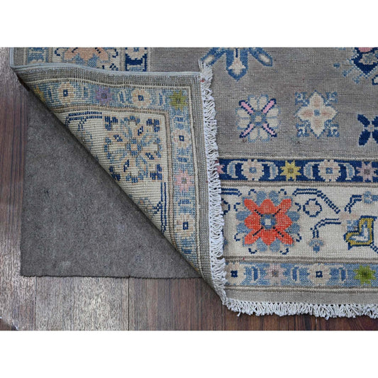 Kazak Wool Hand Knotted Rug Grey Ivory 4.10X6.1 -O089607