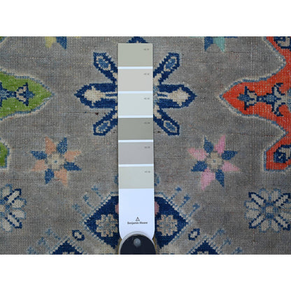 Kazak Wool Hand Knotted Rug Grey Ivory 4.10X6.1 -O089607