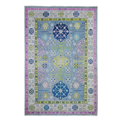 Kazak Wool Hand Knotted Rug Grey Silver 5.10X8.10 -O089610