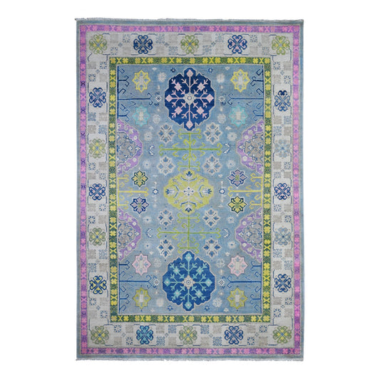 Kazak Wool Hand Knotted Rug Grey Silver 5.10X8.10 -O089610