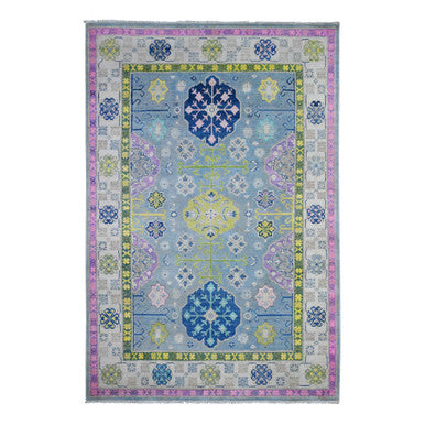 Kazak Wool Hand Knotted Rug Grey Silver 5.10X8.10 -O089610