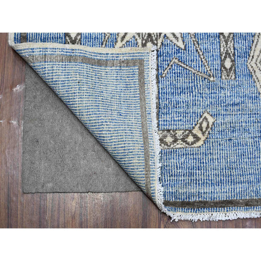 Oushak And Peshawar Wool Hand Knotted Rug Blue Black 5.11X8.8 -O089613