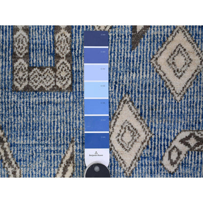 Oushak And Peshawar Wool Hand Knotted Rug Blue Black 5.11X8.8 -O089613