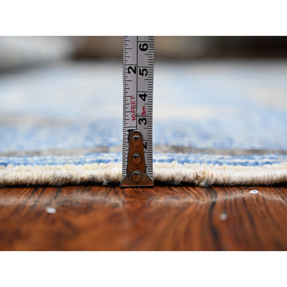 Oushak And Peshawar Wool Hand Knotted Rug Blue Black 5.11X8.8 -O089613