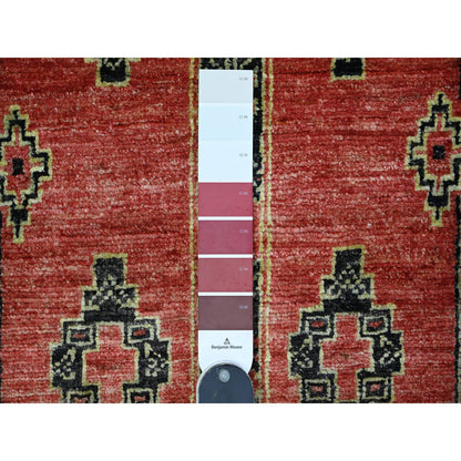 Oushak And Peshawar Wool Hand Knotted Rug Red Green 2.7X11.2 -O089615