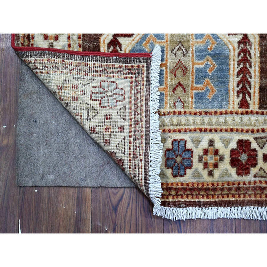 Kazak Wool Hand Knotted Rug Brown Ivory 2.6X19.5 -O089616