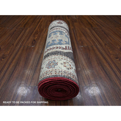 Kazak Wool Hand Knotted Rug Brown Ivory 2.6X19.5 -O089616