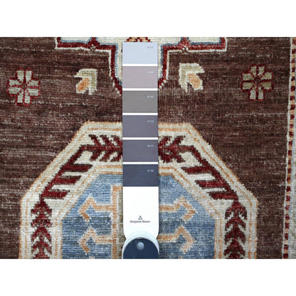Kazak Wool Hand Knotted Rug Brown Ivory 2.5X20.5 -O089617