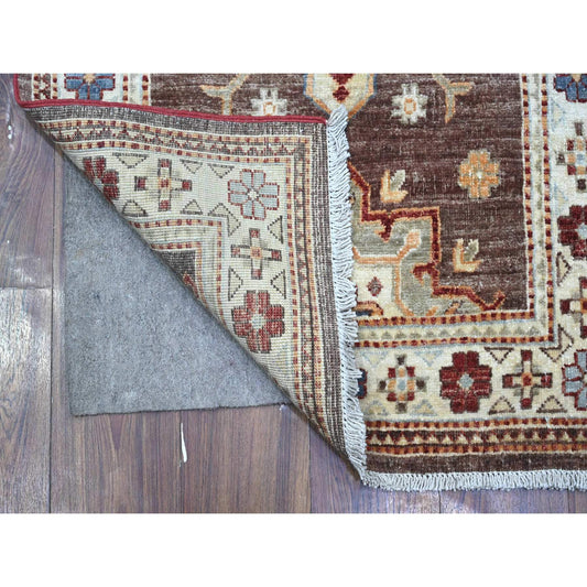 Kazak Wool Hand Knotted Rug Brown Ivory 2.8X17.4 -O089618