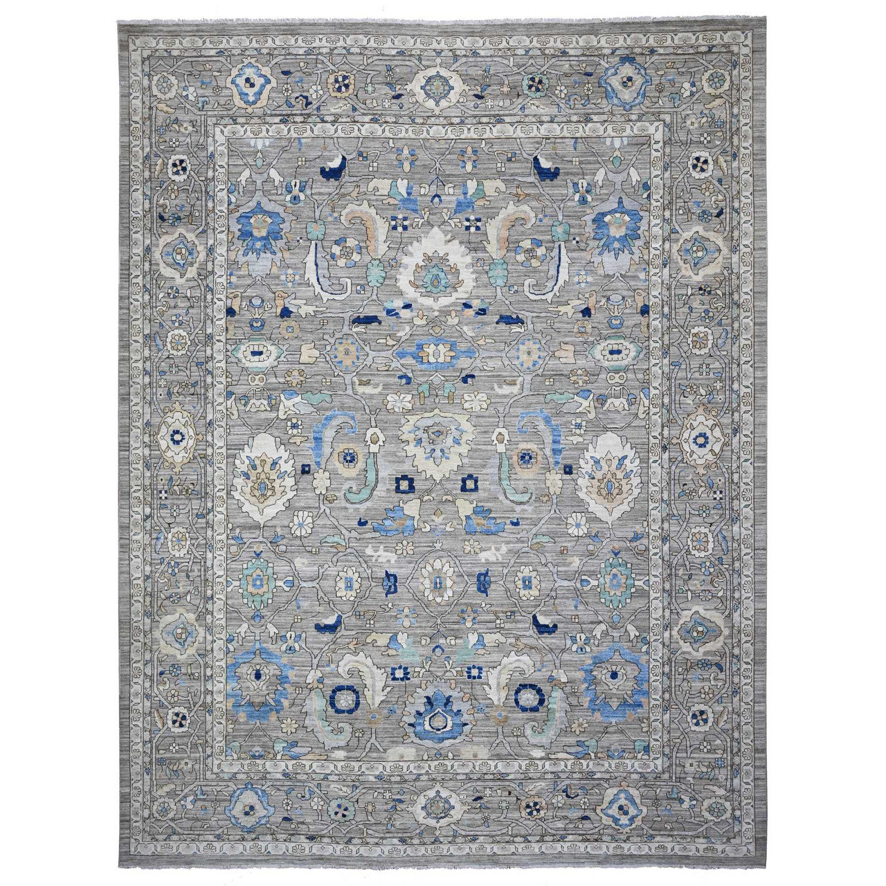Gray 11'9" x 15'2" Heriz Hand knotted Wool Rug -O089619