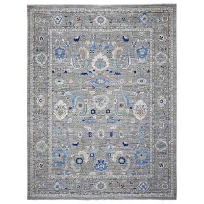 Heriz Wool Hand Knotted Rug Grey Gray 11.9X15.2 -O089619
