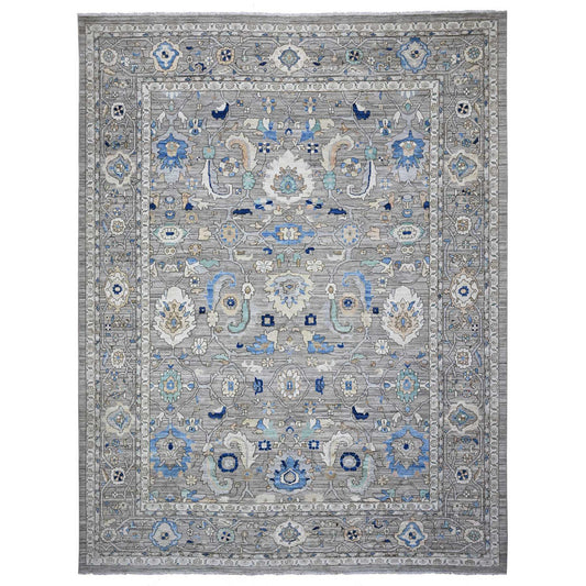 Heriz Wool Hand Knotted Rug Grey Gray 11.9X15.2 -O089619