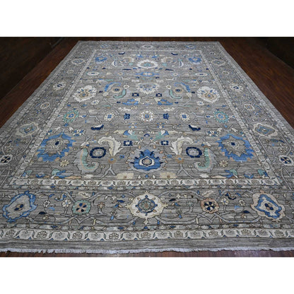 Heriz Wool Hand Knotted Rug Grey Gray 11.9X15.2 -O089619