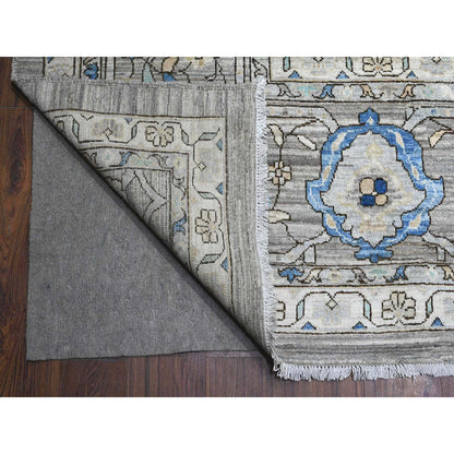 Heriz Wool Hand Knotted Rug Grey Gray 11.9X15.2 -O089619
