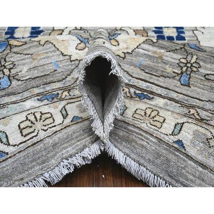 Heriz Wool Hand Knotted Rug Grey Gray 11.9X15.2 -O089619