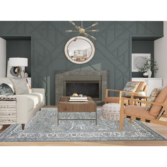 Oushak And Peshawar Wool Hand Knotted Rug Grey Ivory 8.3X10.5 -O089620