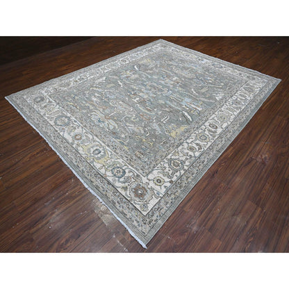 Oushak And Peshawar Wool Hand Knotted Rug Grey Ivory 8.3X10.5 -O089620