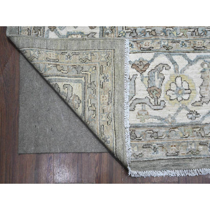 Oushak And Peshawar Wool Hand Knotted Rug Grey Ivory 8.3X10.5 -O089620
