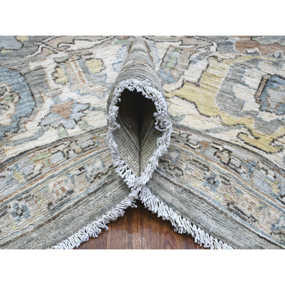 Oushak And Peshawar Wool Hand Knotted Rug Grey Ivory 8.3X10.5 -O089620