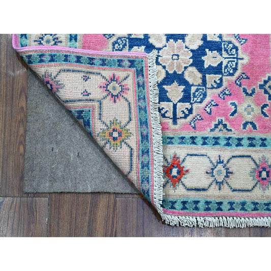 Kazak Wool Hand Knotted Rug Pink Ivory 2.7X15.6 -O089621
