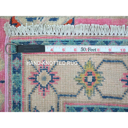 Kazak Wool Hand Knotted Rug Pink Ivory 2.7X15.6 -O089621