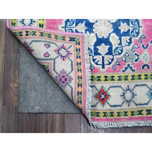 Kazak Wool Hand Knotted Rug Pink Ivory 2.6X15.6 -O089622