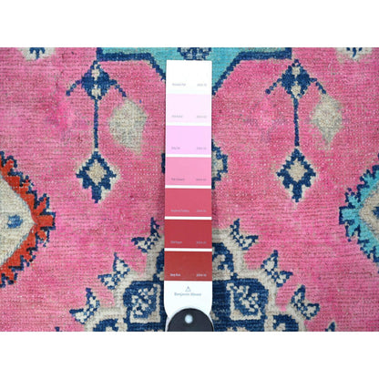 Kazak Wool Hand Knotted Rug Pink Ivory 2.6X15.6 -O089622